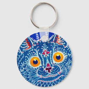 Blue Gothic Cat Keychain
