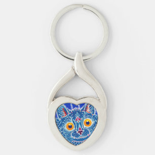 Blue Gothic Cat Keychain
