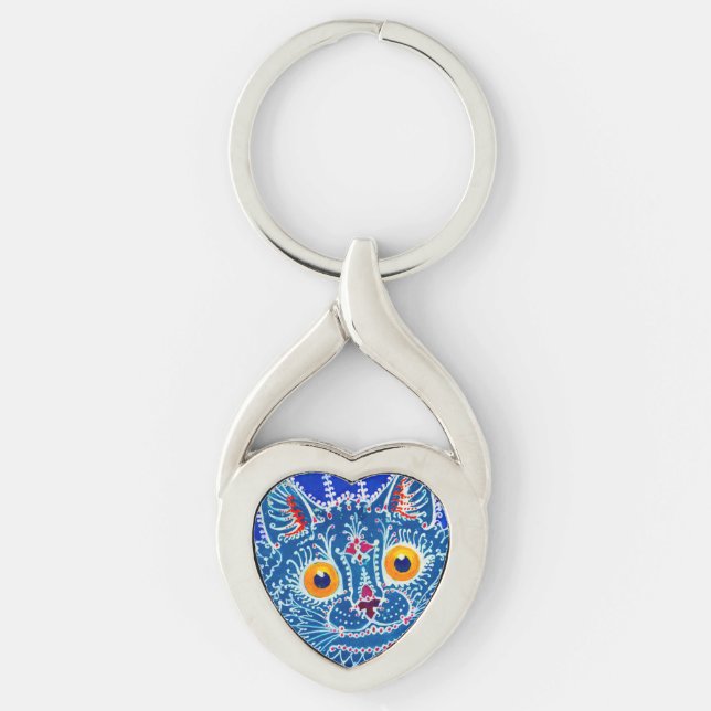 Blue Gothic Cat Keychain (Front)