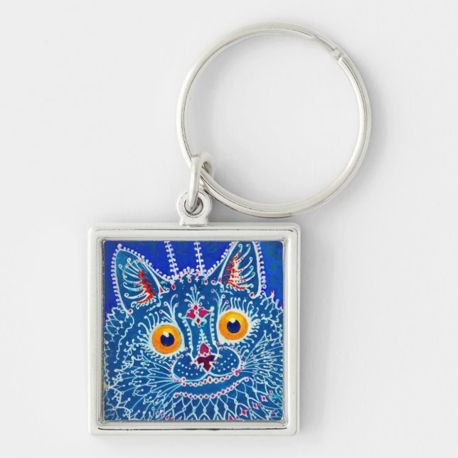 Blue Gothic Cat Keychain (Front)