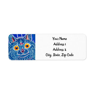 Blue Gothic Cat Label