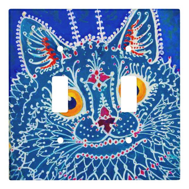 Blue Gothic Cat Light Switch Cover (Front)