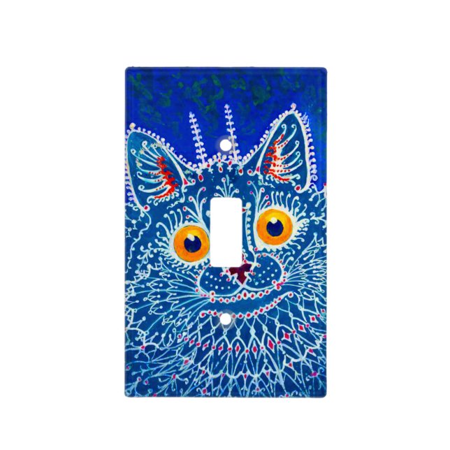 Blue Gothic Cat Light Switch Cover (Front)