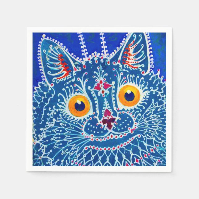 Blue Gothic Cat Napkins (Front)