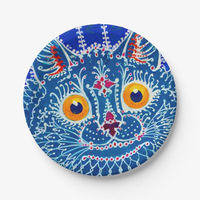 Blue Gothic Cat Paper Plates (Front)