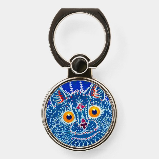 Blue Gothic Cat Phone Ring Stand (Front)