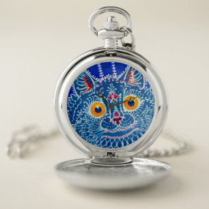Blue Gothic Cat Pocket Watch