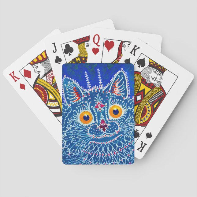 Blue Gothic Cat Poker Cards (Back)