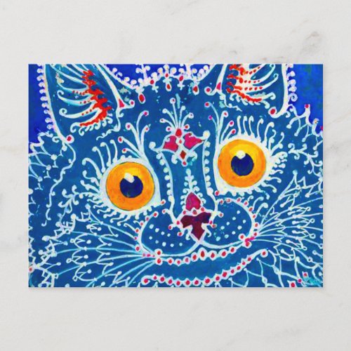 Blue Gothic Cat Postcard