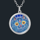 Blue Gothic Cat Silver Plated Necklace<br><div class="desc">Necklace featuring Louis Wain’s animal painting A Cat in Gothic Style (1860-1939). A psychedelic blue cat amicably looks with yellow eyes at the viewer. A wonderful gift for cat lovers and English art.</div>