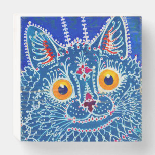 Blue Gothic Cat Wooden Box Sign