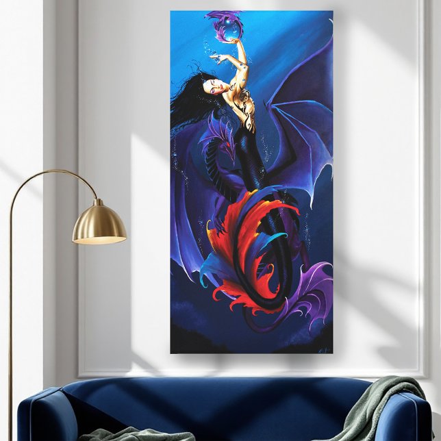 Blue Gothic Dragons Mermaid Fantasy Purple  Canvas Print (Creator Uploaded)