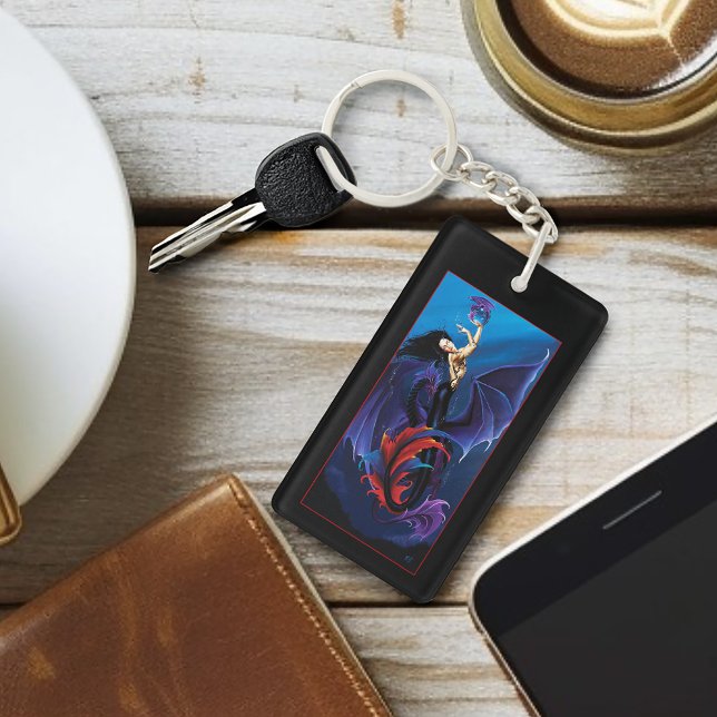 Blue Gothic Dragons Mermaid Fantasy Purple  Keychain (Creator Uploaded)