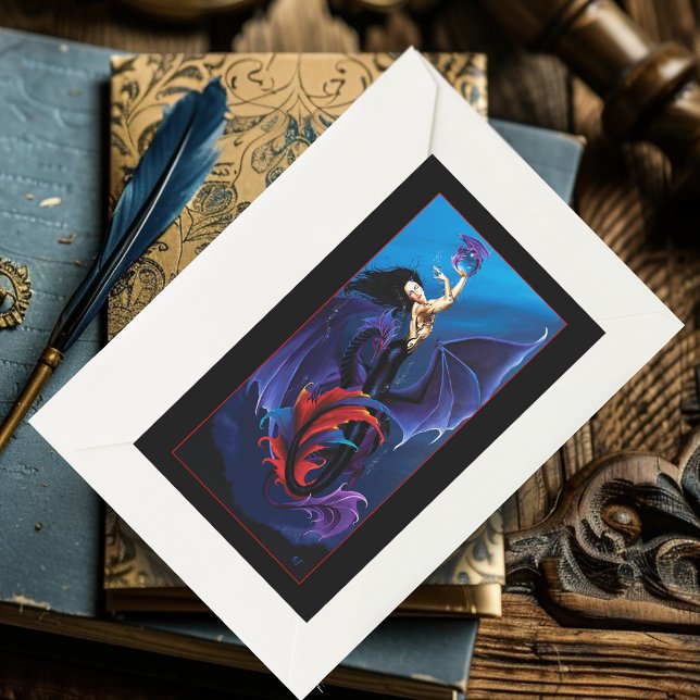 Blue Gothic Dragons Mermaid Fantasy Purple  Rectangular Sticker (Creator Uploaded)