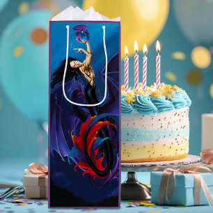 Blue Gothic Dragons Mermaid Fantasy Purple  Wine Gift Bag