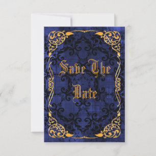 Blue Gothic & Gold Framed 35th Save The Date