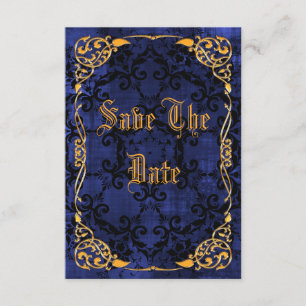 Blue Gothic & Gold Framed 45th Save The Date