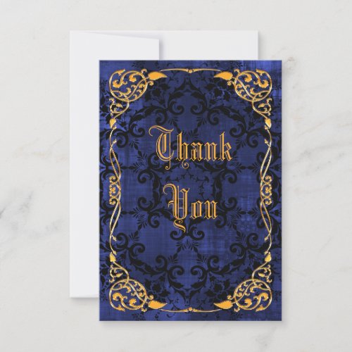 Blue Gothic  Gold Framed Birthday Thank You