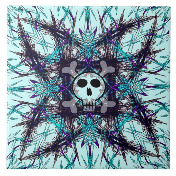 Blue Gothic Skull Tile