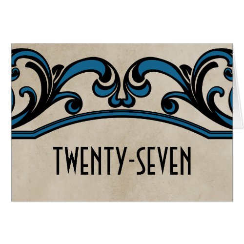 Blue Gothic Swirls Table Number Card