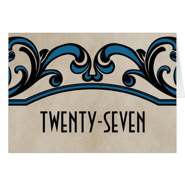 Blue Gothic Swirls Table Number Card (Front Horizontal)