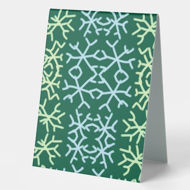 Blue gr snow flakes Christmas pattern snow pattern Table Tent (Front)