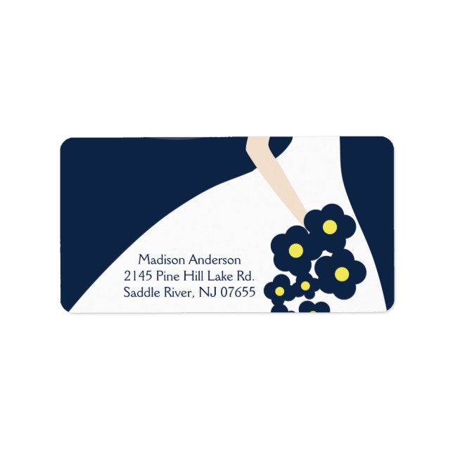 Blue Graceful Bride Return Address Label (Front)
