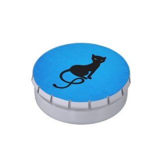 Blue Gracious Evil Black Cat Candy Tin