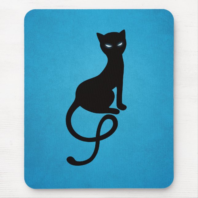 Blue Gracious Evil Black Cat Mouse Pad (Front)