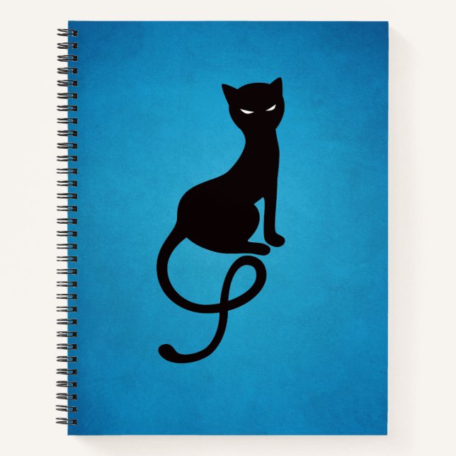 Blue Gracious Evil Black Cat Notebook (Front)