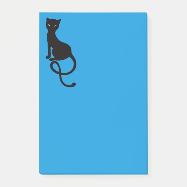 Blue Gracious Evil Black Cat Post-it Notes (Front)