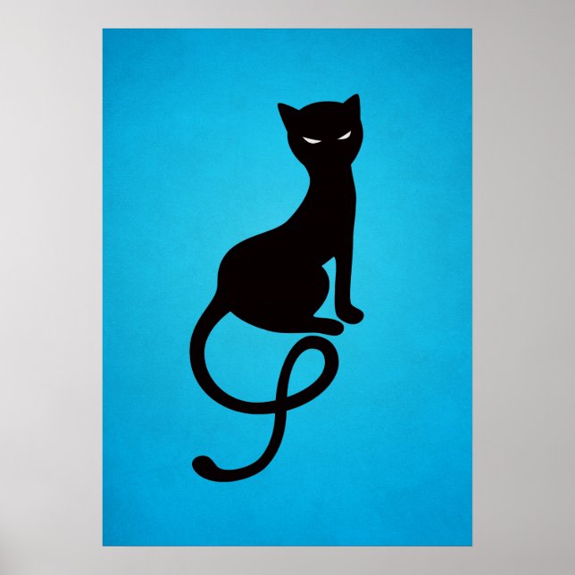 Blue Gracious Evil Black Cat Poster (Front)