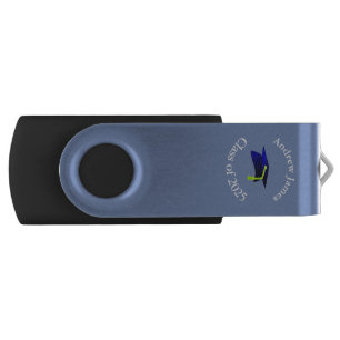 blue grad cap - class of 2025 -your name flash drive