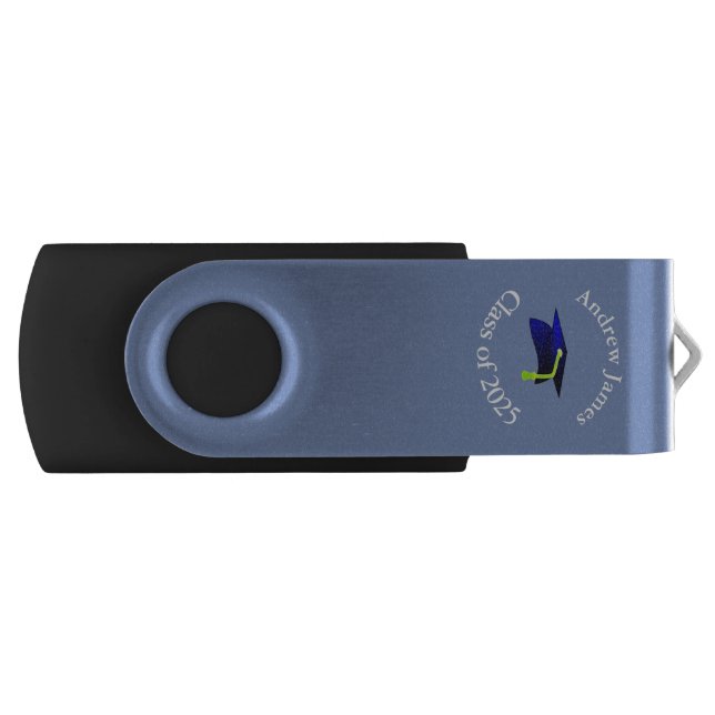 blue grad cap - class of 2025  -your name flash drive (Front)