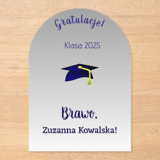 blue grad cap  in silver - Congrats in Polis
