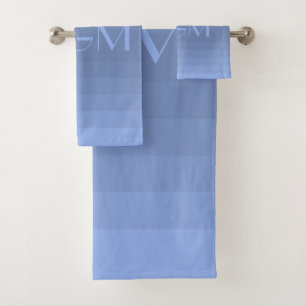 Blue gradation giant monogram bath towel set