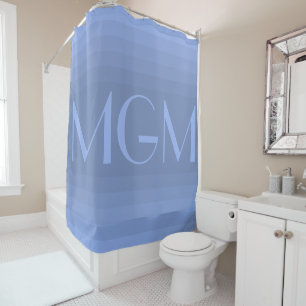 Blue gradation giant monogram shower curtain