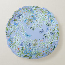 Blue Grade A Cotton Round throw cushion 41 cm