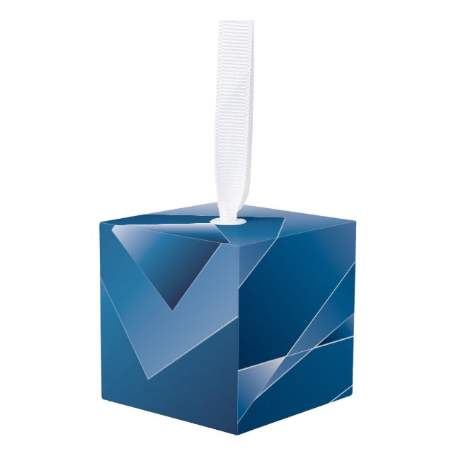 blue gradient 1 cube ornament (Front Angled)