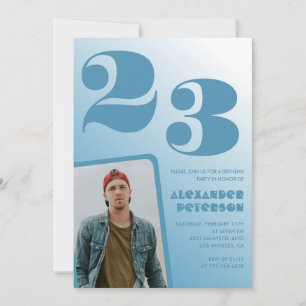 Blue gradient 23rd birthday invitations Boy Photo