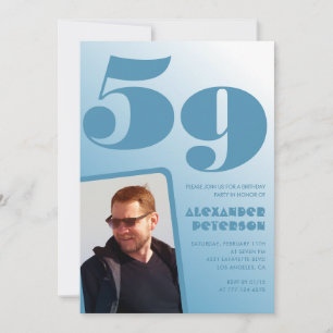 Blue gradient 59th birthday invitations Men Photo