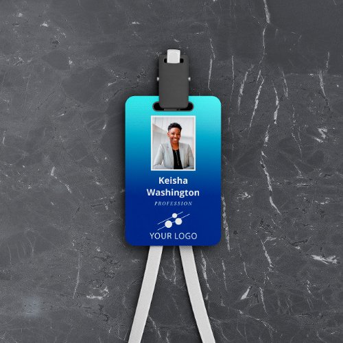 Blue Gradient Add Your Logo Employee ID Badge