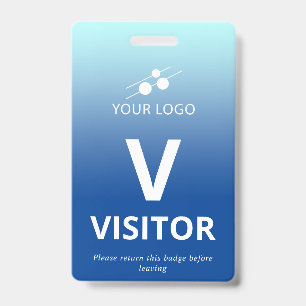 Blue Gradient Add Your Logo Visitor Badge