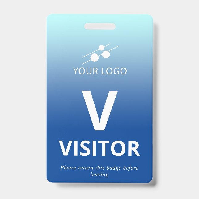 Blue Gradient Add Your Logo Visitor Badge (Front)