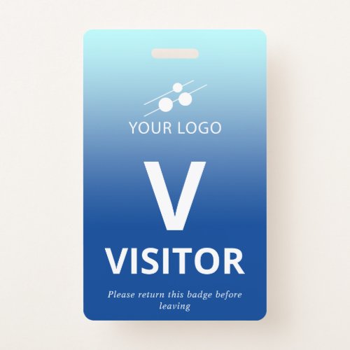 Blue Gradient Add Your Logo Visitor Badge