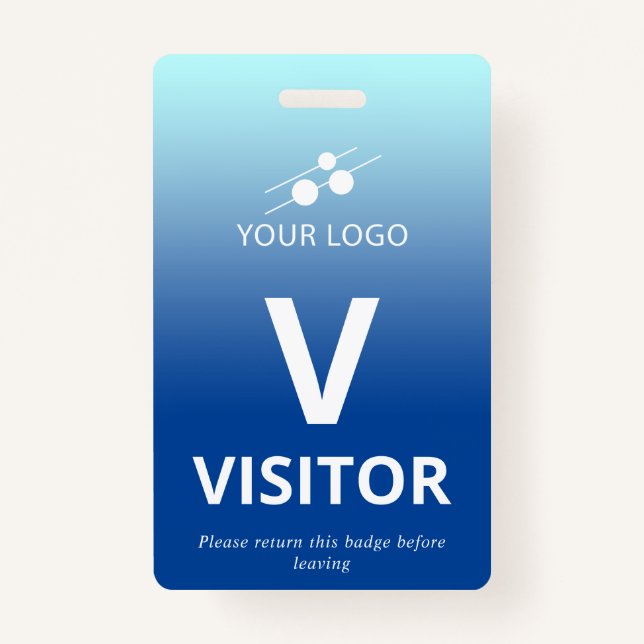 Blue Gradient Add Your Logo Visitor Badge (Front)