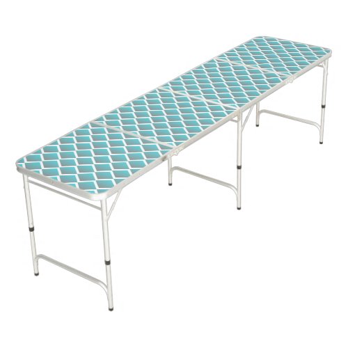 Blue gradient and white diamond shapes beer pong table