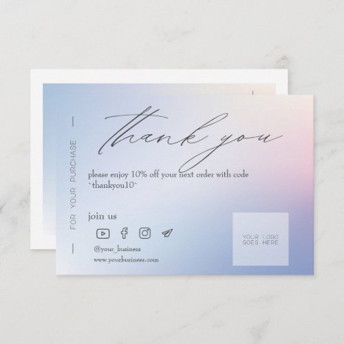 Blue Gradient Business Thank You Discount Card