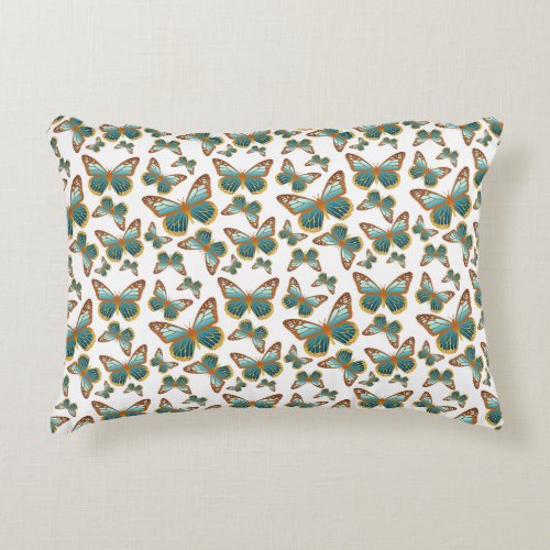 Blue Gradient Butterfly Pattern Accent Pillow