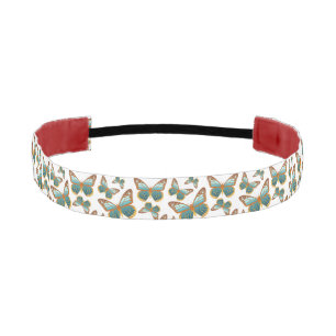 Blue Gradient Butterfly Pattern Athletic Headband